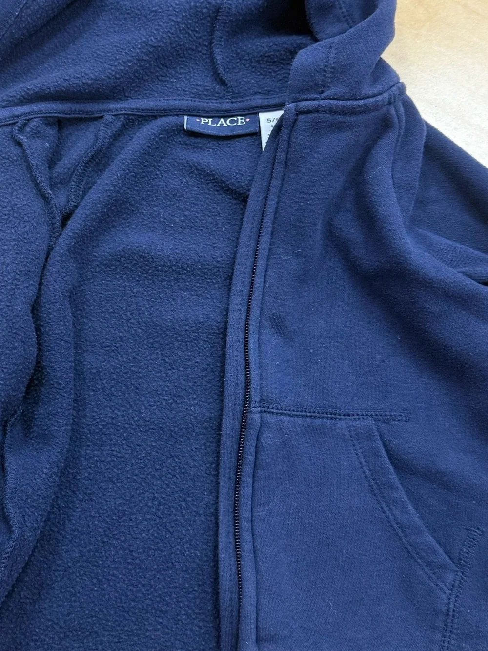 Children Place Navy Hooded Zip-Up Sweatshirt for Kids 5-6Y